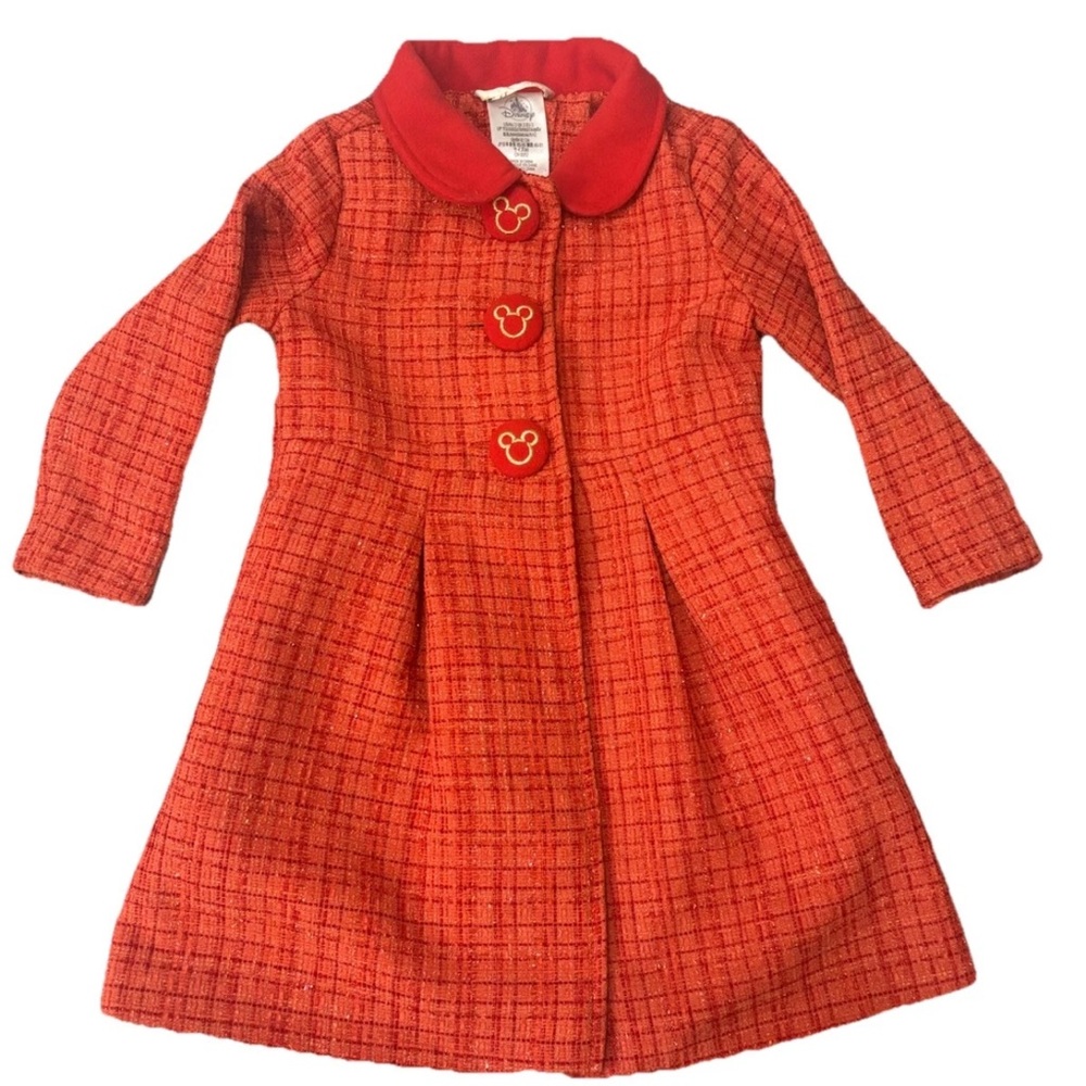 Disney store toddler girl coat minnie mouse plaid orange Size 2  RARE
